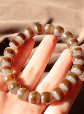 新疆且末料糖白玉聚宝盆老型手串