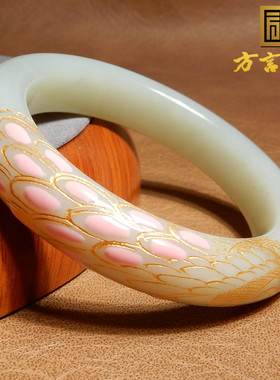 且末料白玉温润景泰蓝工艺手镯