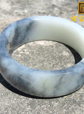 方言羊脂白玉籽料青花手镯和田玉