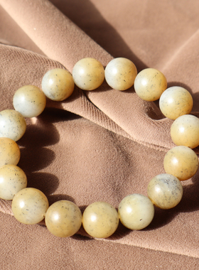 新疆细油且末糖青花12mm圆珠手串