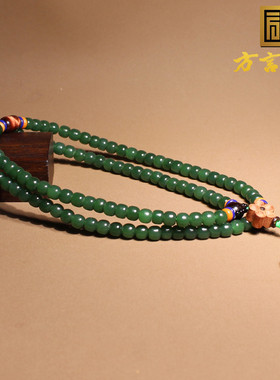 方言冰阳绿碧玉老型珠108颗项链