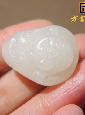 嗨翻天方言和田玉精品温润细腻青海老坑料巧雕白玉笑佛吊坠挂件O1