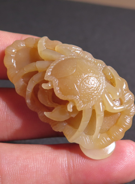 方言和田玉特色新疆且末料高糖白玉高油高脂八方来财螃蟹吊坠X7