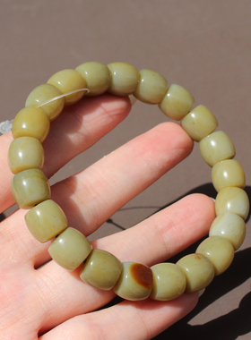 新疆戈壁料糖白玉10mm直切珠手串