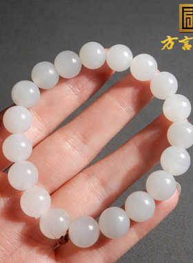 新疆且末羊脂白玉油润细10mm手串
