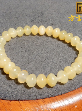 惊呆方言品牌和田玉精品特色唐河黄沁籽料算盘珠卡8mm手串手链R5