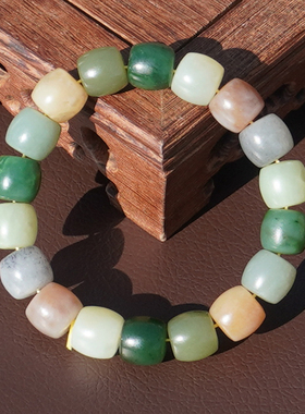 方言和田玉糖玉黄口青花俄碧手串