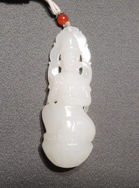 抢疯了方言和田玉新疆且末料油润细腻羊脂白玉莲花观音吊坠挂件h2