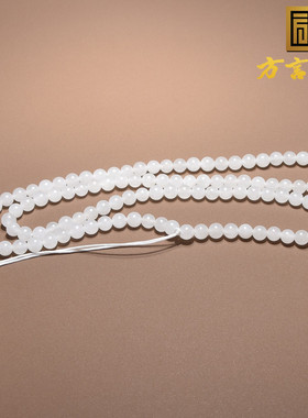 方言青海料白玉6mm108颗圆珠项链