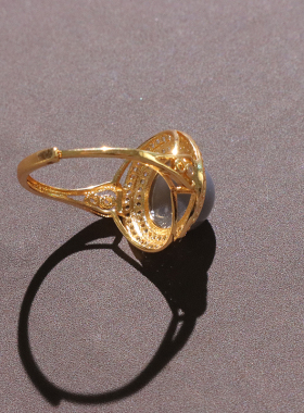 嗨翻天方言和田玉精美佩戴设计款青海料浓郁烟紫银镶玉戒指O1