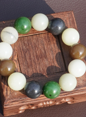 方言和田玉糖玉白玉青花俄碧手串