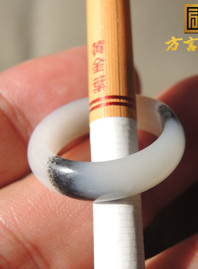 方言老熟青花籽料高端指环戒指