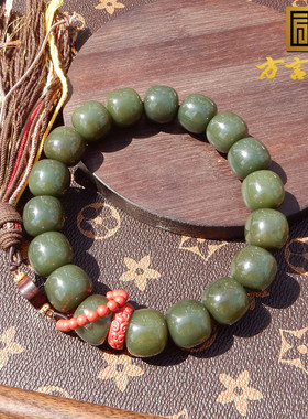 新疆沙枣青籽料双色18mm老型手串