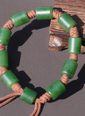 方言和田玉新疆阳绿碧玉籽料手串