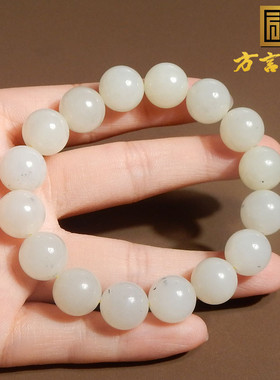 方言白青花籽料12mm圆珠手串