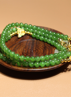 阳绿碧玉6mm圆珠项链手串