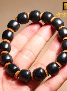 墨玉籽料老型珠子手链玉石手串