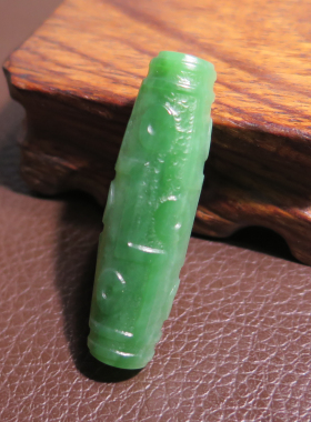 亮眼方言和田玉精品佩戴级俄料碧玉菠菜绿细腻细腻勒子吊坠挂件X5