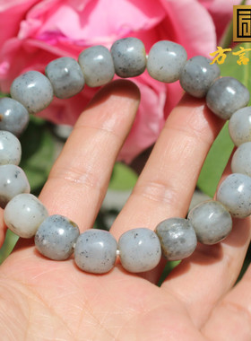 方言和田玉黄沁皮点墨青花籽手串