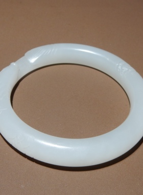 方言老坑高冰白玉连年有余手镯