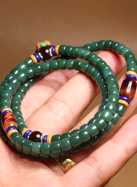 冰阳绿碧玉老型珠108颗项链