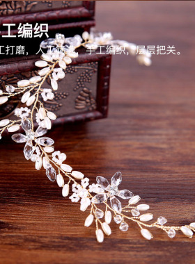 发饰超仙森系白色礼服欧美头带