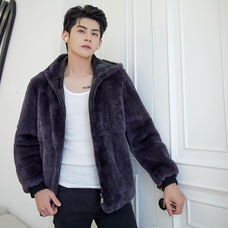 冬季獭兔毛皮草外套男连帽短款加厚小众设计感皮毛一体高级感大衣,淘宝优惠券,粉丝福利购,淘宝优惠卷