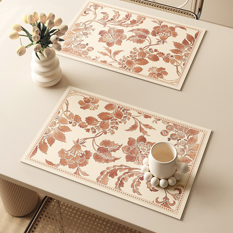 法式西餐垫高级感轻奢防水防油免洗台面茶桌垫皮革餐桌隔热垫子小,淘宝优惠券,粉丝福利购,淘宝优惠卷