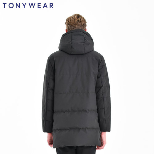 TONY WEAR/汤尼威尔秋冬男士双向拉链辑线防风连帽羽绒服外套包邮 - 图3