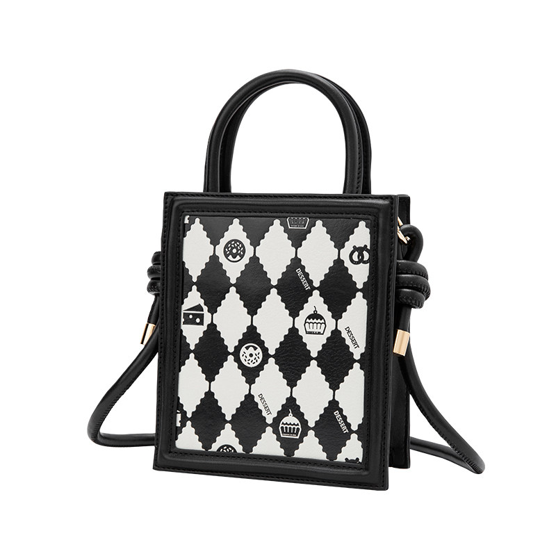 森马包包斜挎包女2024新款撞色菱格单肩包小巧手提包时尚小方包,淘宝优惠券,粉丝福利购,淘宝优惠卷