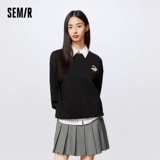 Semir, осенняя толстовка подходит для мужчин и женщин, черный трикотажный свитер с круглым воротником, для влюбленных