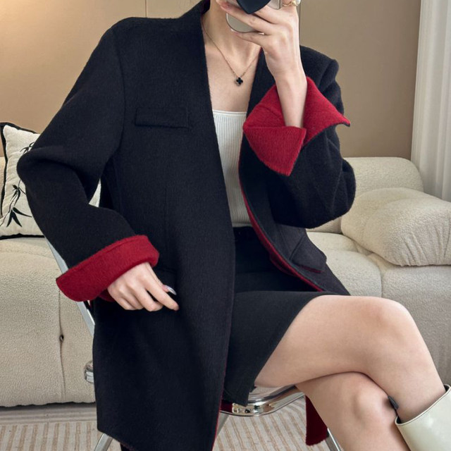 Lace-length double-sided cashmere coat