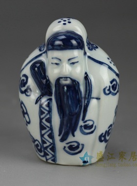 景德镇仿古风手绘青花人物雕塑