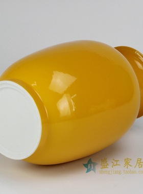 颜色釉胭脂红陶瓷罐摆件冬瓜瓶