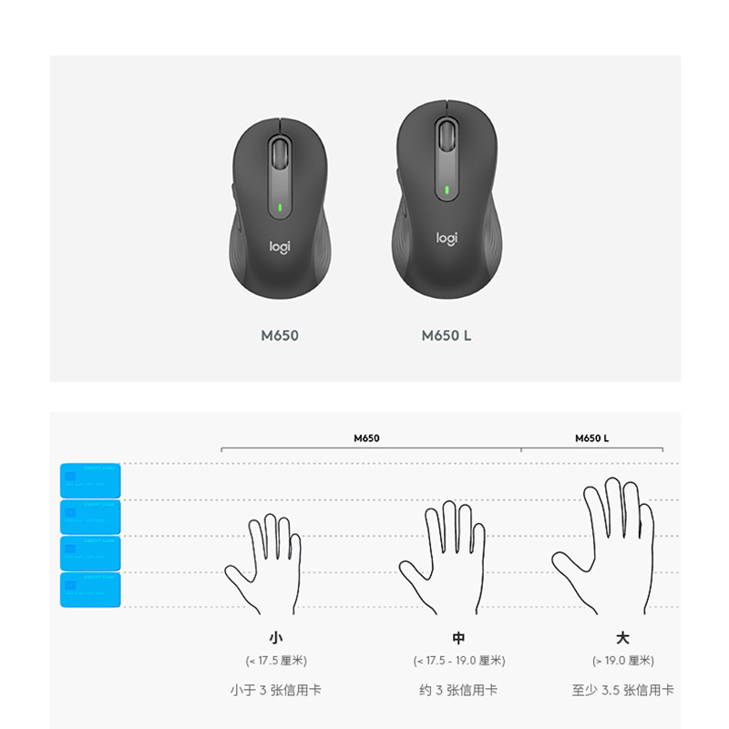 国行罗技M650静音无线鼠标蓝牙大小手办公游戏家用台式电脑笔记本-图3