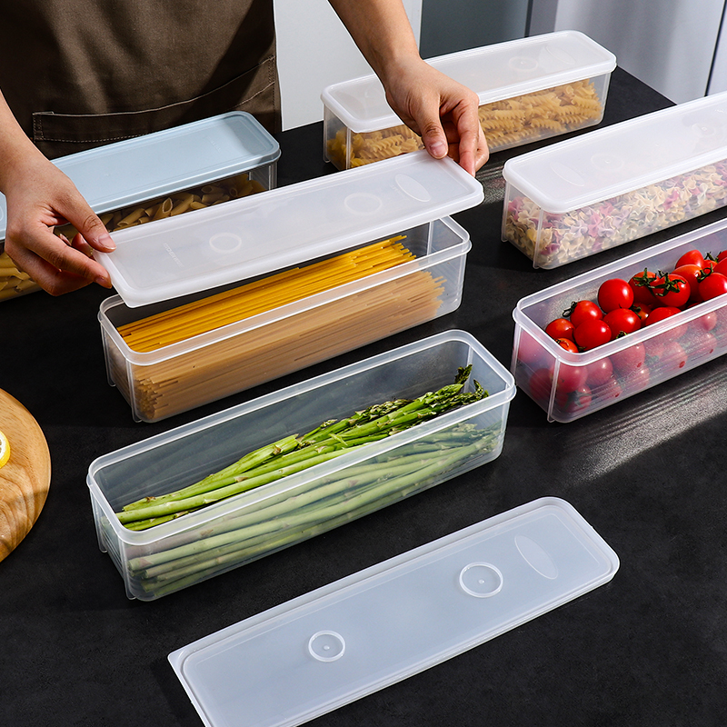 面条收纳盒长方形塑料冰箱食品保鲜盒带盖厨房杂粮食物挂面密封盒 - 图1