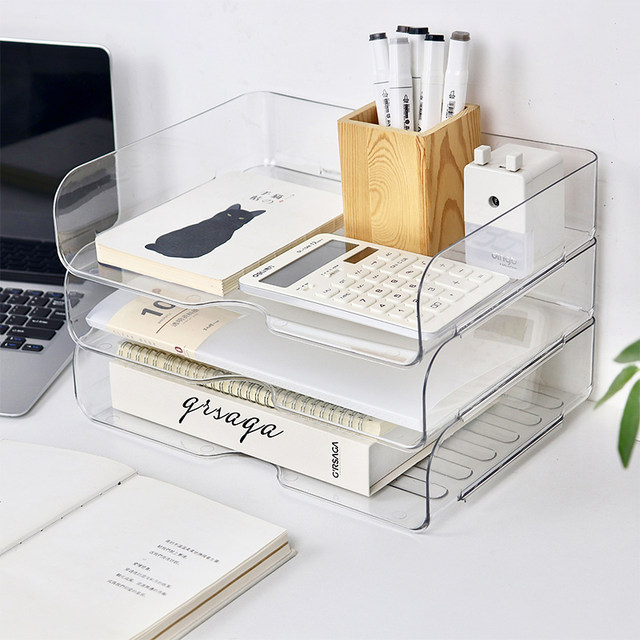 Transparent desktop file storage rack