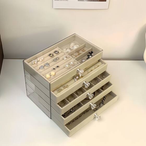 Anti-oxidation flocking jewelry box multi-layer large-capacity jewelry bracelet necklace earrings earrings earrings ring storage box