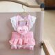 Dog clothes flying sleeves denim skirt with leash pet breathable chest and back skirt Yorkshire Maltese spring and autumn