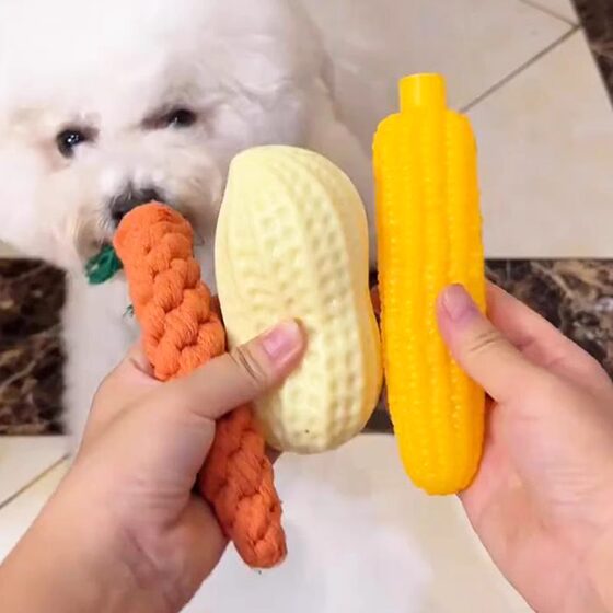 Dog toys sound simulation peanut corn molar stick bite-resistant self-pleasure relieve boredom small dog Shiba Inu Corgi supplies