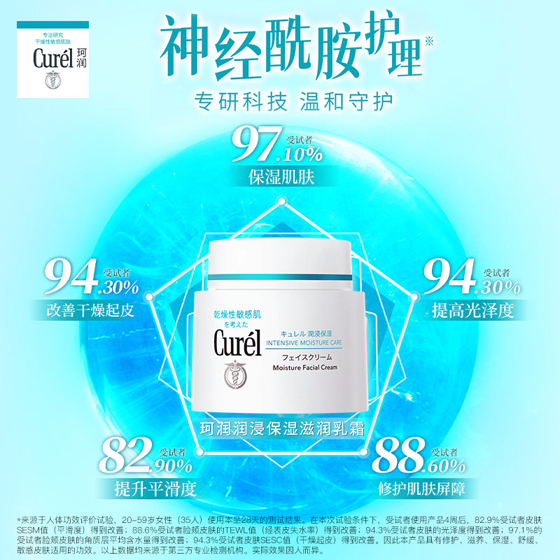 【成毅代言】curel珂润保湿面霜70g敏感肌滋润补水神经酰胺护理