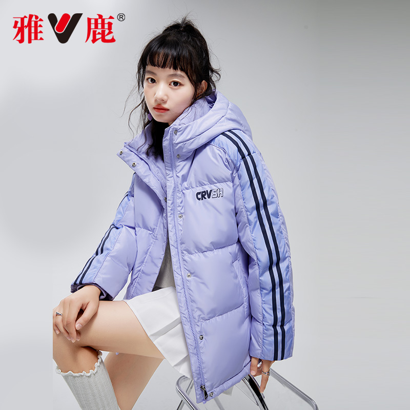 雅鹿羽绒服女短款2022冬季新款时尚连帽韩版潮牌鸭绒外套X