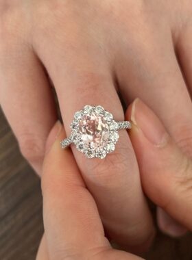 培育帕帕拉恰S925纯银戒指2.4ct