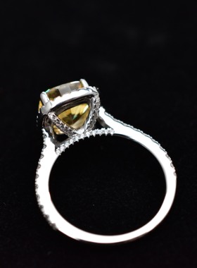 3ct黄钻镶嵌s925纯银戒指