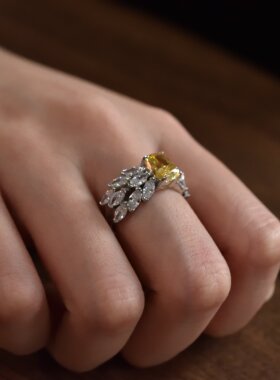 2克拉冰花切s925纯银戒指