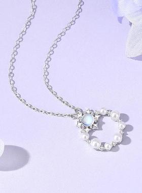 s925纯银带证书雪花星光环项链