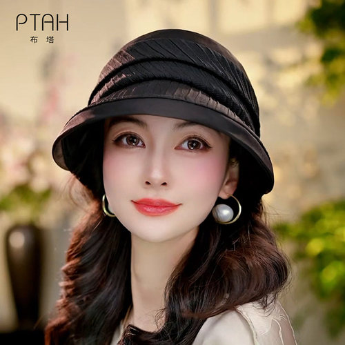 布塔桑蚕丝赫本帽女春夏防晒遮阳帽百搭洋气时尚女士帽子PT0799 - 图2