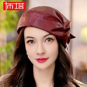 画家帽布塔香云纱贝雷帽女重磅桑蚕丝老料四季可以带气质优雅手工