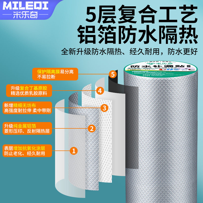 屋顶防水自粘卷材补漏材料楼房裂缝强力耐老化防水贴墙面房顶沥青彩瓦钢铁皮棚车顶渗水漏水堵漏王丁基胶带,淘宝优惠券,粉丝福利购,淘宝优惠卷