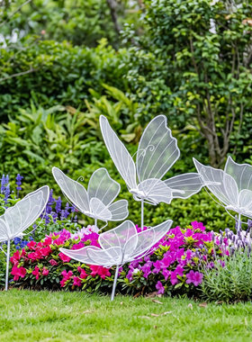 不锈钢镂空蝴蝶雕塑户外园林草坪铁艺网格蝴蝶庭院景观装饰品摆件